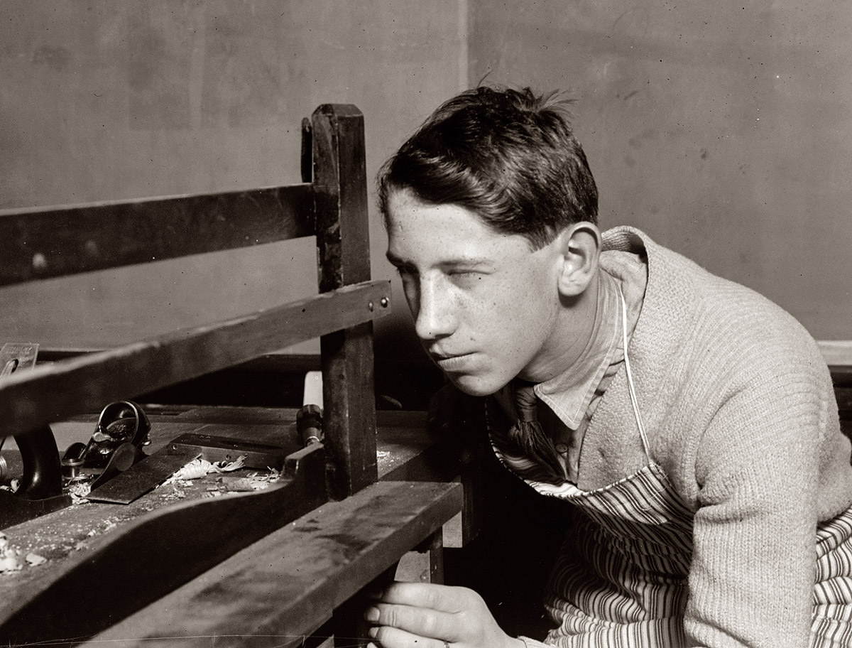 Student at vocational school in Buffalo, New York. February 1910.