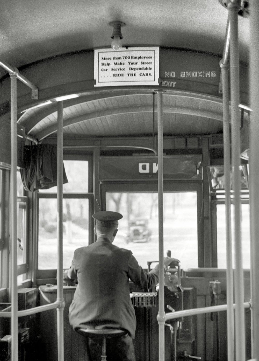 Streetcar motorman in Omaha, Nebraska, November 1938