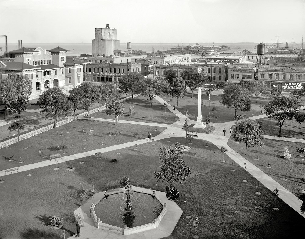 Plaza Ferdinand and harbor, Pensacola, Florida, circa 1910