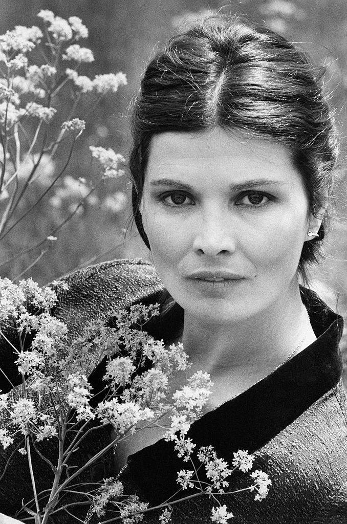 Scilla Gabel posing on the set of the TV serial 'Vino e Pane', Avezzano, 1972