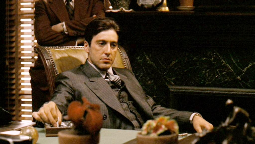 Al Pacino as Michael Corleone in 'The Godfather, This scene takes place in the Don's home office, 1955, Initial theatrical release on March 15, 1972