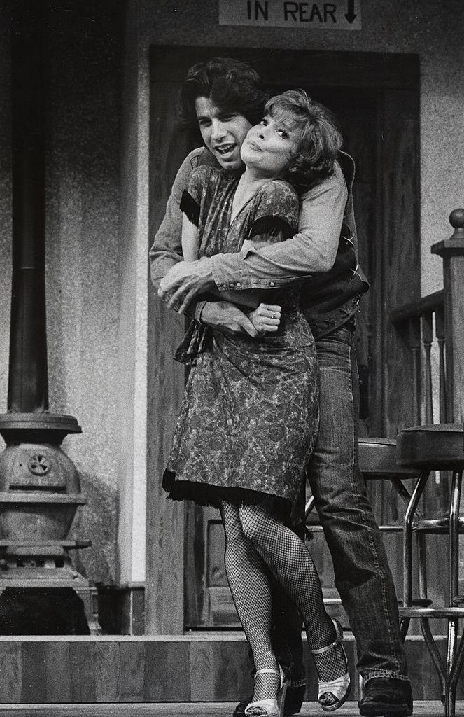 John Travolta with Anita Gillette during John Travolta Backstage After Opening in "Bus Stop" at Westchester Playhouse in Tuckahoe, New York, 1976