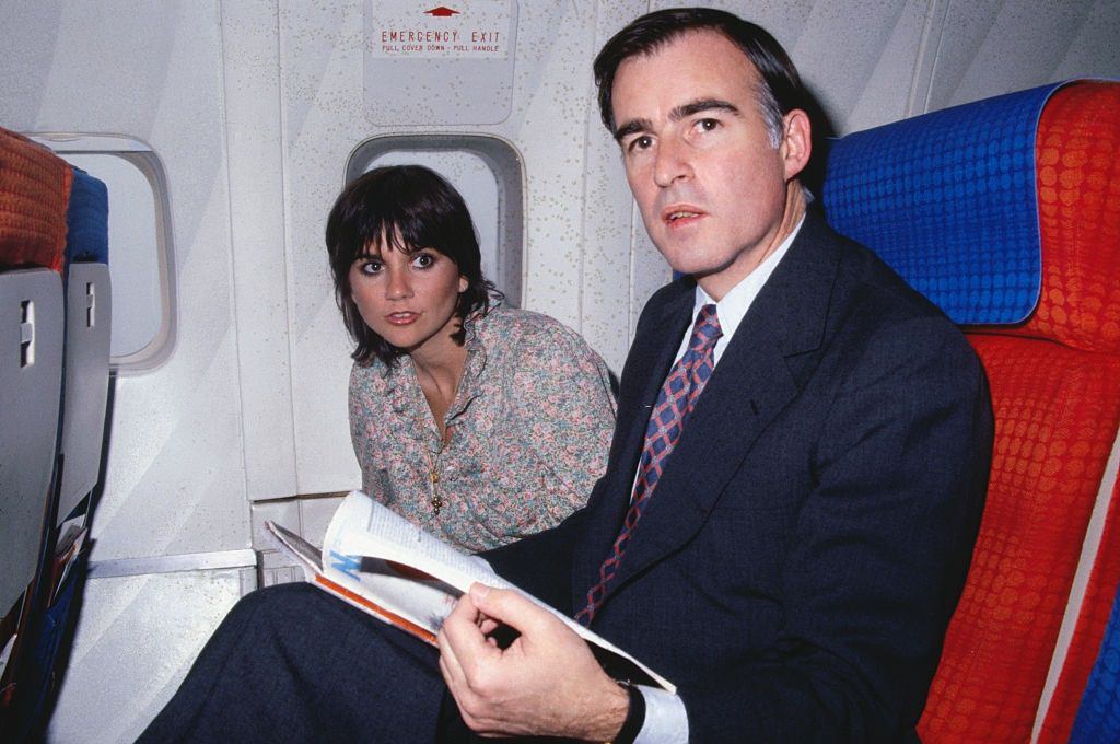 Linda Ronstadt with Edmund Brown, they are on way to Kenya for a safari trip, 1980