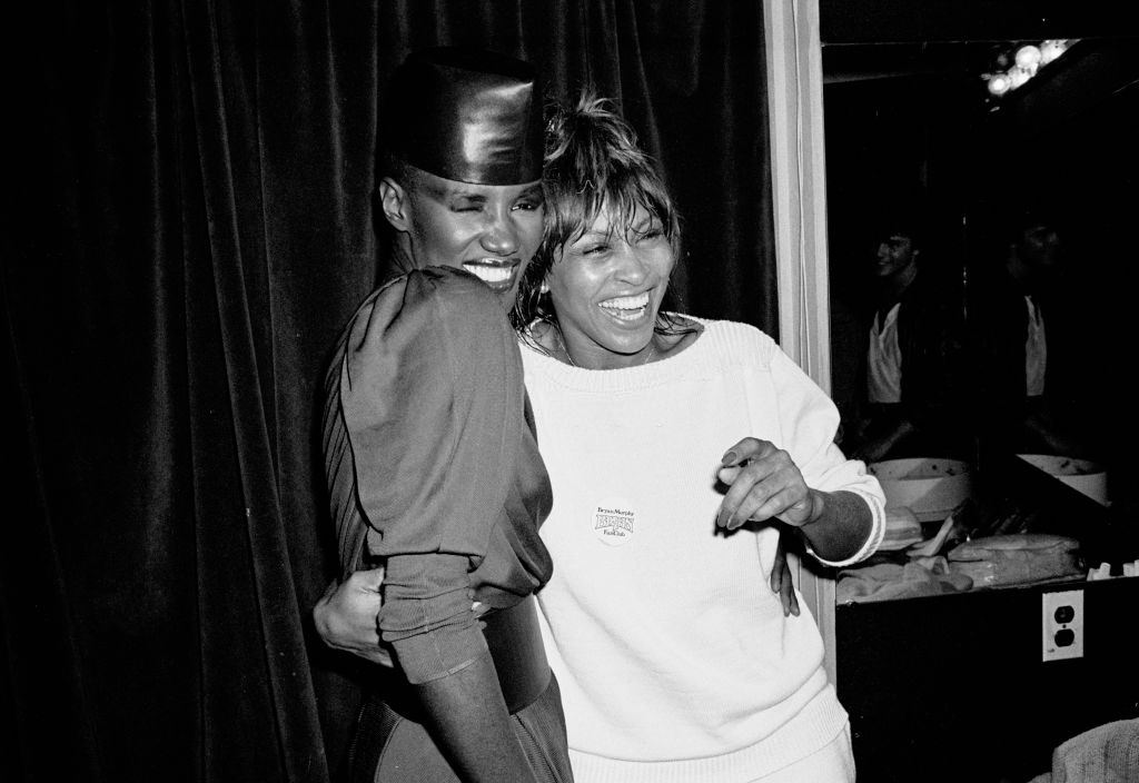 Tina Turner with Jamaican model on backstage at the Ritz, New York, New York, May 7, 1981