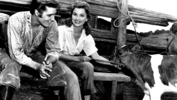 Debra Paget With Elvis Presley During the Filming of Love Me Tender, 1956