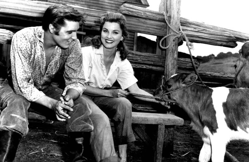 Debra Paget With Elvis Presley During the Filming of Love Me Tender, 1956