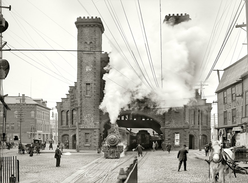 Boston and Maine Railroad depot, Riley Plaza, Salem, Massachusetts, circa 1910