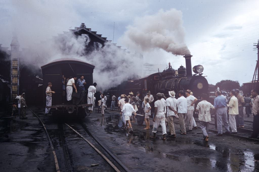 Decrepit engines, such as this 1904 wood burner on the Belem-Braganca run, plagued railroads.