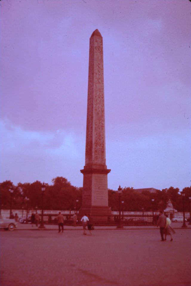 Obelisk in Place de la Concorde, Aug. 7, 1955