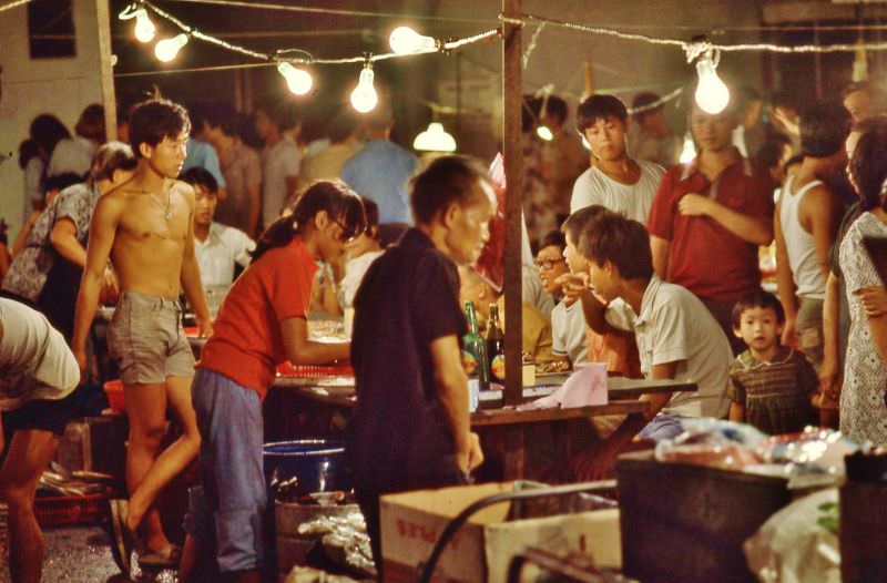 Connaught Road night market, Hong Kong, 1970s
