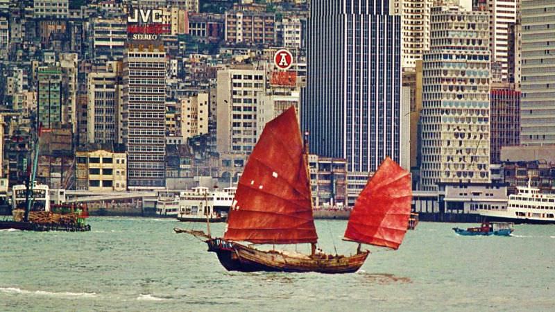 A boat at the harbor, Hong Kong, 1970s