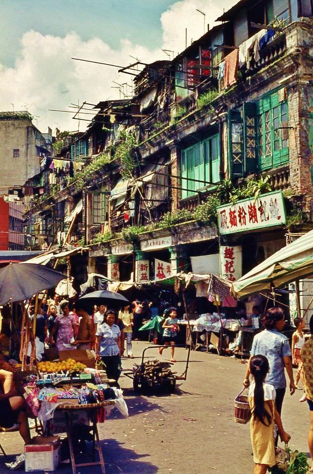 Street market, Hong Kong, 1970s