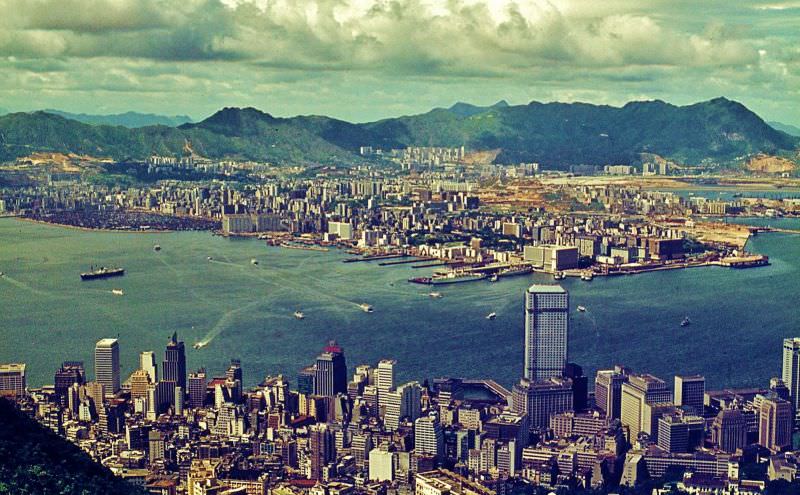 The Kowloon peninsula opposite Hong Kong Central district, 1970s