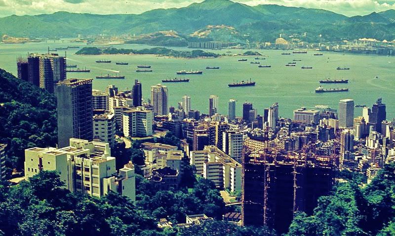 The new territories from Hong Kong Peak, 1970s