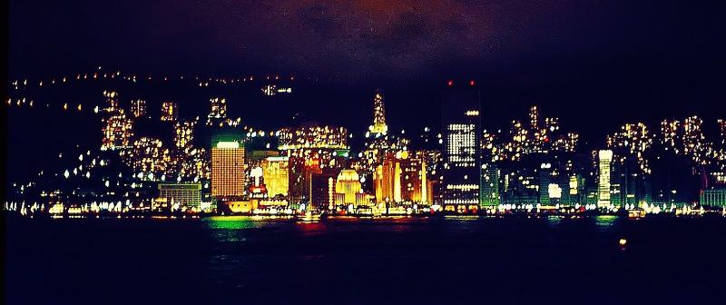 Central Hong Kong at night, 1970s