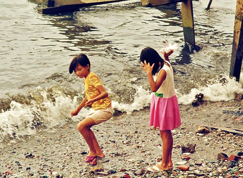 Dodging the wave, Cheung Chau, 1970s