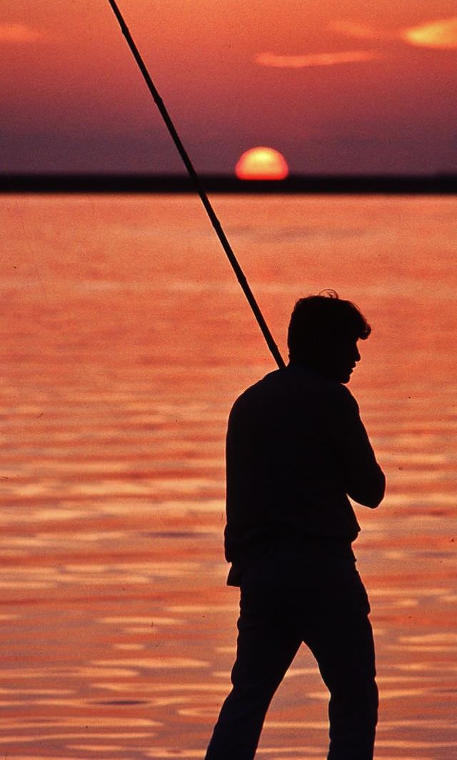 Fishing in harbour, Benghazi, 1970s