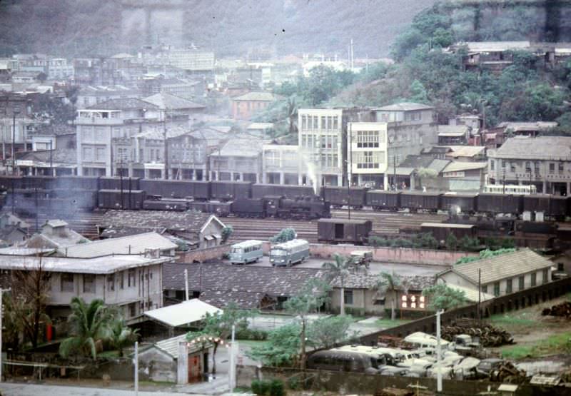 A train yard next to Nancy's and near the harbor, Kaohsiung, Taiwan, 1970s