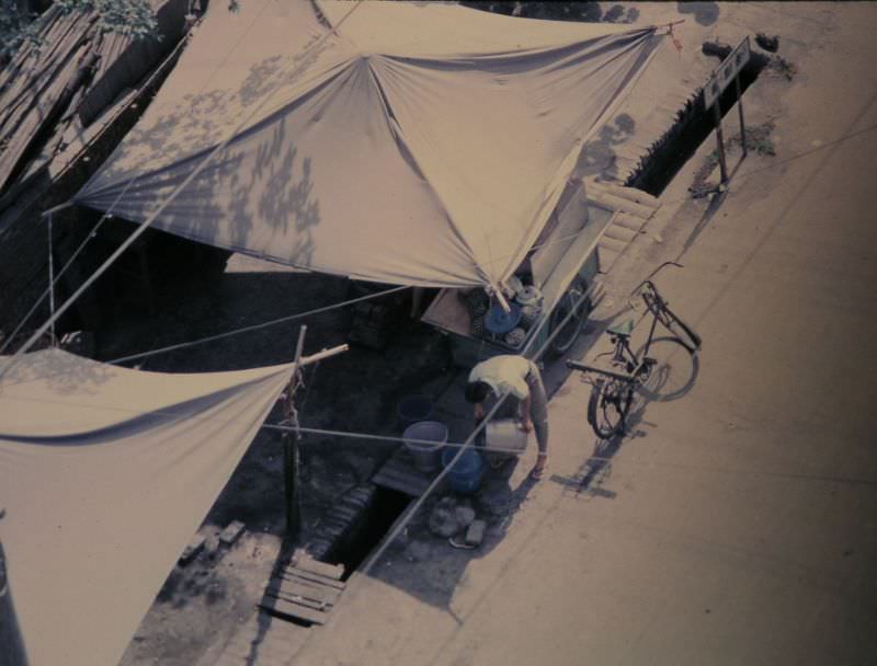 Noodle stand across street from Nancy's Hotel, Kaohsiung, 1970s