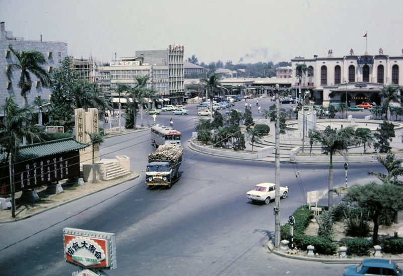 Circle - Train Station as seen from Tainan Hotel, Tainan, 1970s