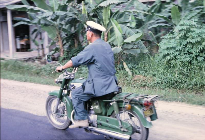 Express postman with motorcycle transportation, Taiwan, 1970s