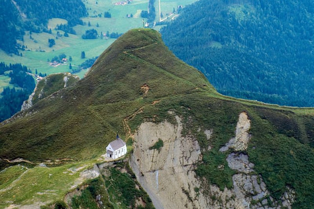 A view from the top of Mount Pilatus near Luzern, Switzerland, 1980s