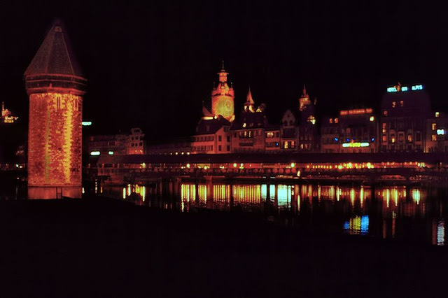 Luzern night, Switzerland, 1980s