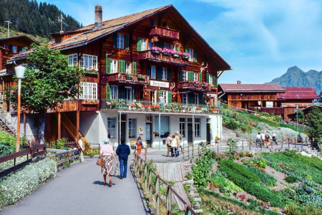 Mürren street scene, Switzerland, 1980s