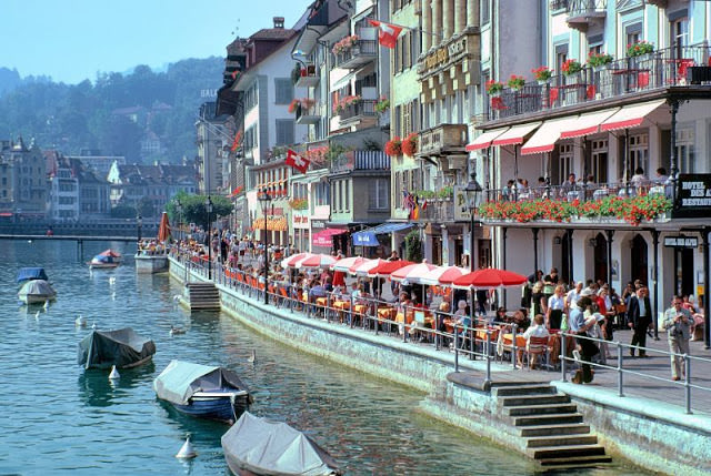 View from Chapel Bridge, Luzern, Switzerland, 1980s