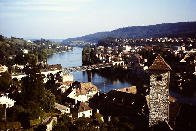 Hauptbahnhof and tram 7 to Seebach, Zürich, Switzerland, 1980s