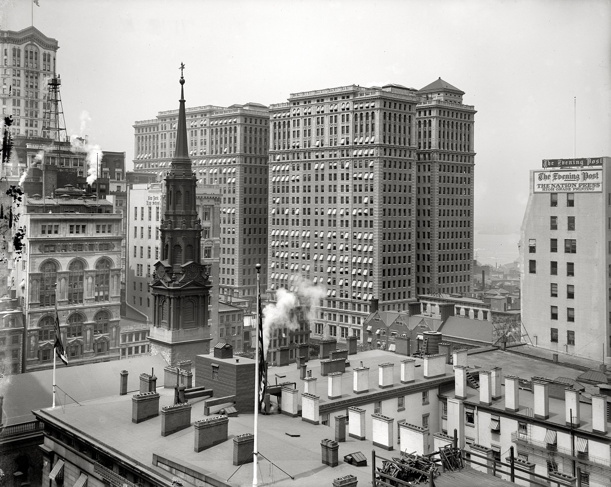 Hudson Terminal buildings, Lower Manhattan circa 1910.