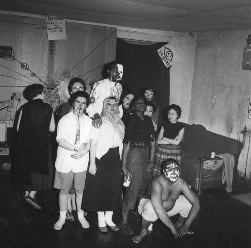 Poet and trumpeter Ted Joans at a costume party in Greenwich Village in 1960.