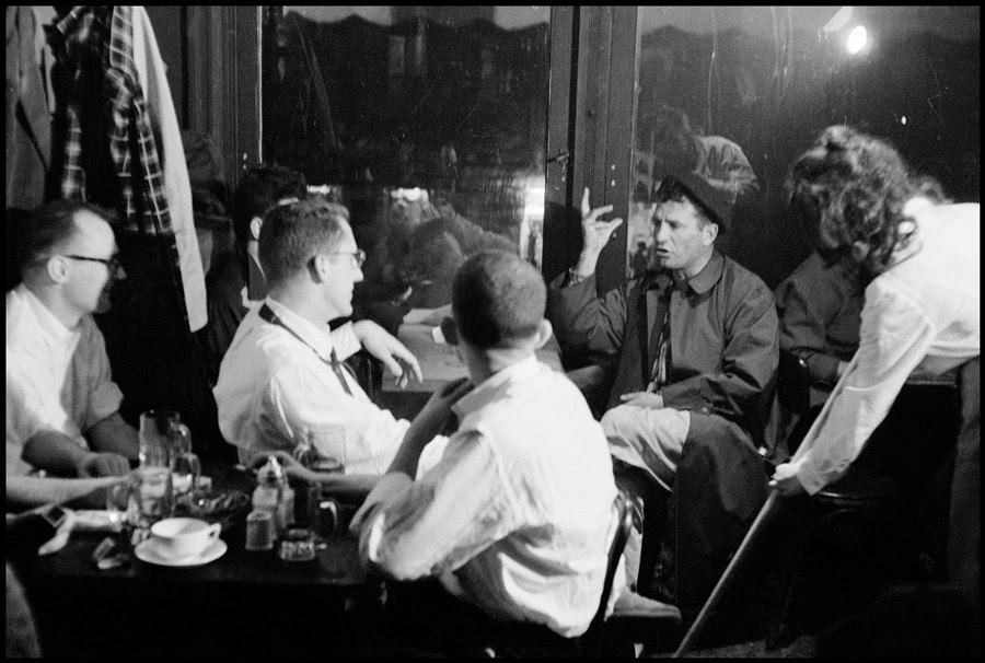 Writer Kerouac, holds court at the Seven Arts Cafe in Greenwich Village in 1959. He novel On The Road explored America from the lens of a new generation that embraced drugs, sexual liberation, and jazz.
