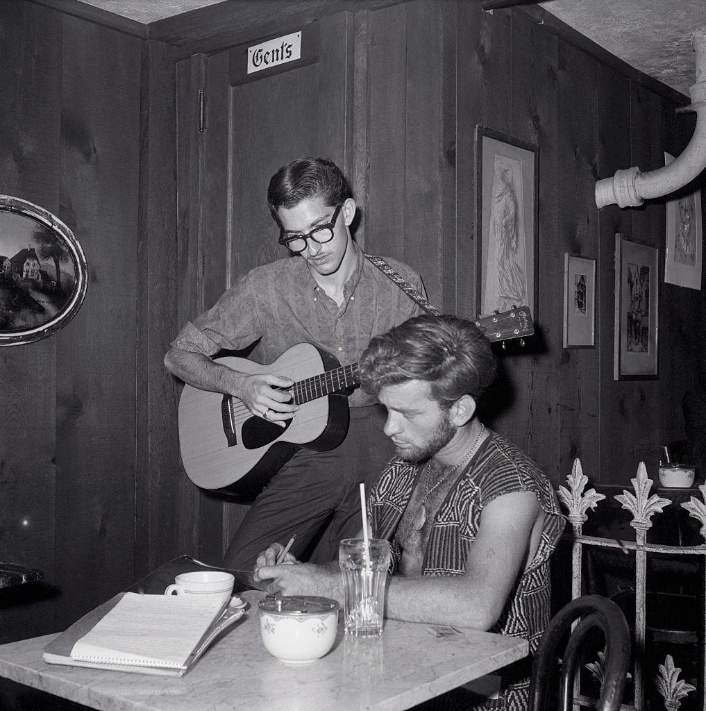 Beatnik Playing Guitar in Cafe, 1959