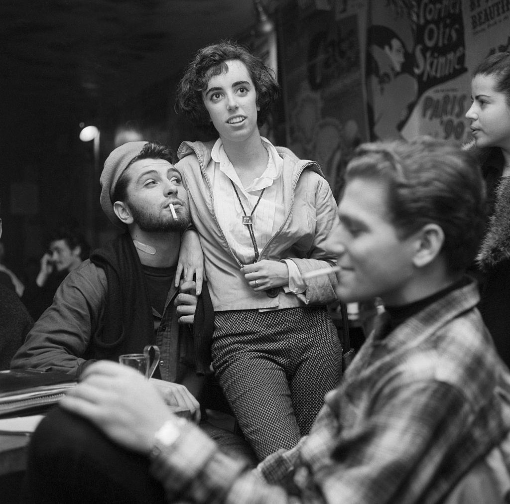 Beatniks gather at a Greenwich Village coffeehouse in November 1959.