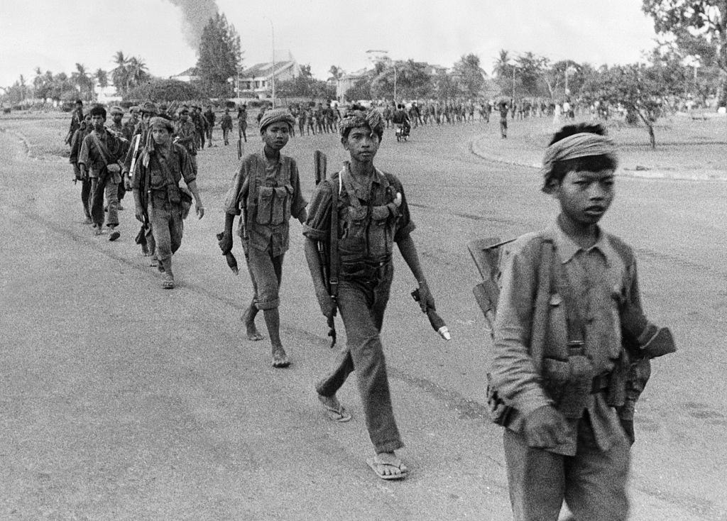 The young Khmer Rouge guerrilla soldiers, 1975