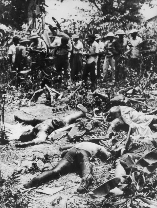 A field of people massacred by the Khmer Rouge, My Duc, Vietnam. 1978.