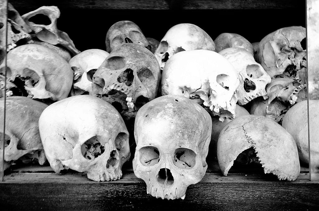 Human Skulls at Choeung Ek Cambodia's Genocide Memorial
