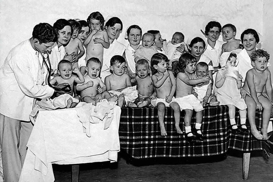 Babies compete in the 'Better Baby Contest' where doctors tried to find the perfect infant human specimen in Washinton DC in 1931.