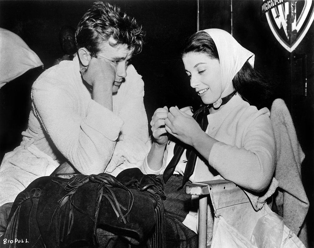 Pier Angeli with James Dean on the set of the Warner Bros film 'East Of Eden' in 1954 in Los Angeles