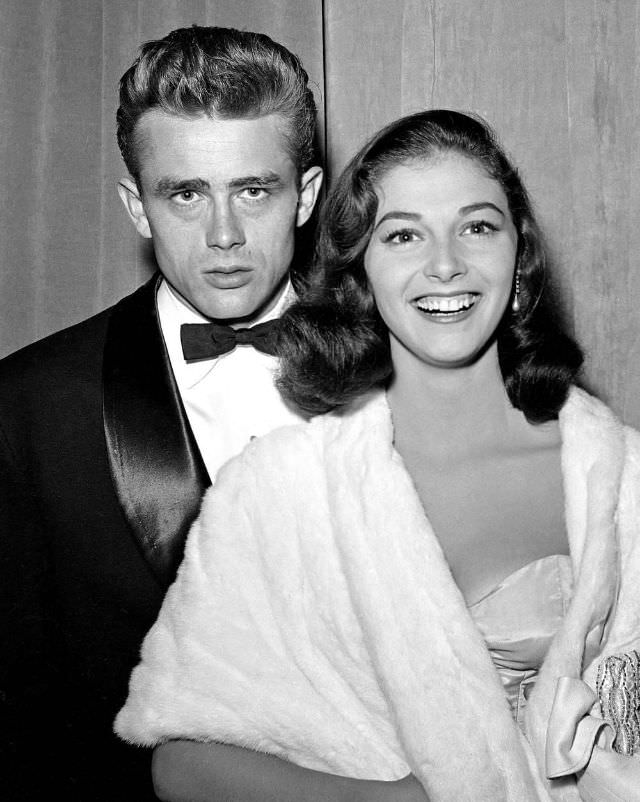 James Dean with Pier Angeli at the premiere of the re-release of 'Gone With The Wind' in Los Angeles, 1954
