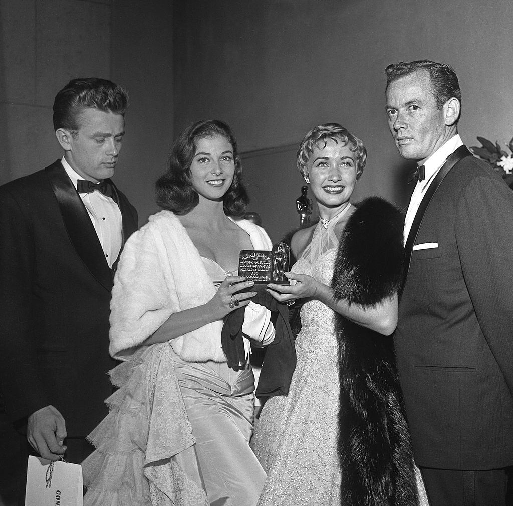 James Dean And Pier Angeliwith Jane Powell on the premiere of the re-release of Gone With The Wind, 1954