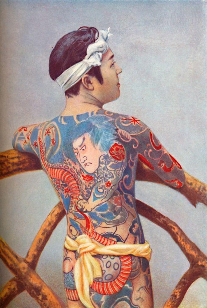 An elaborately tattooed Japanese man, 1902