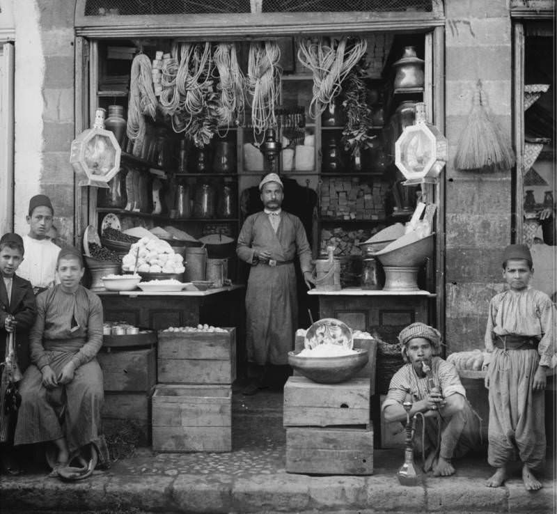 A grocer's shop, Circa 1900-1920.