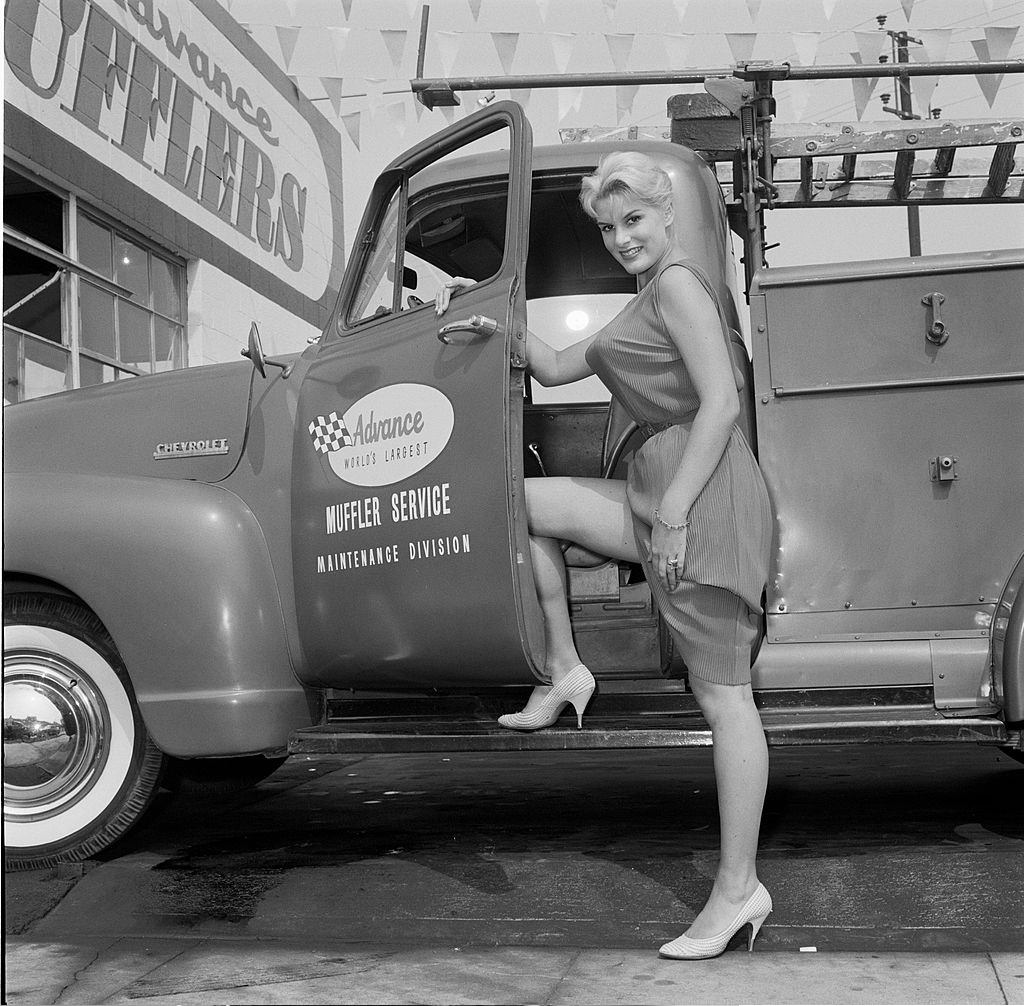 June Wilkinson for Muffler publicity photos, 1959