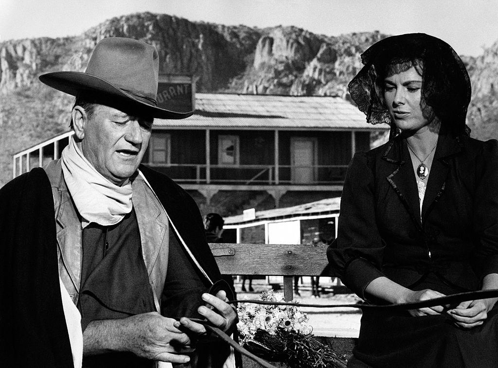 Martha Hyer with John Wayne in the move "Sons of Katie Elder", 1965