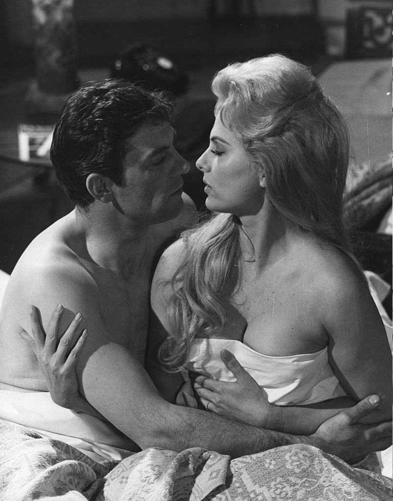 Martha Hyer with John Ronane in a scene from the film 'They Also Kill'