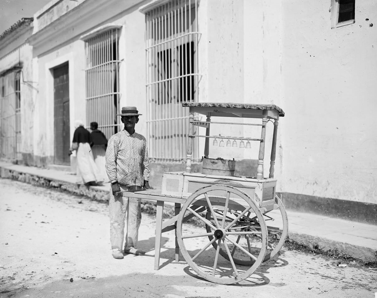 An ice cream vendor, Havana, 1900