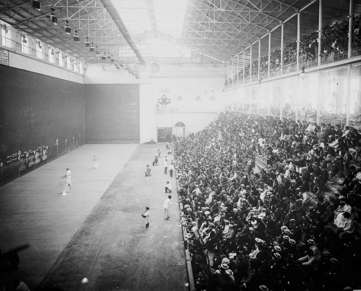 Inside a jai alai hall, Havana, 1904