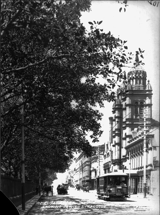 Elizabeth Street showing Jewish Synagogue, Sydney, 1909